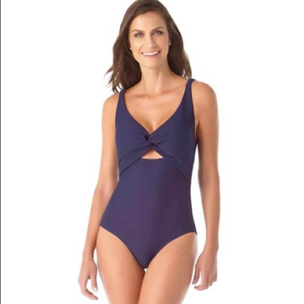 NWT Anne Cole Navy one-piece w/ cut out sz 10